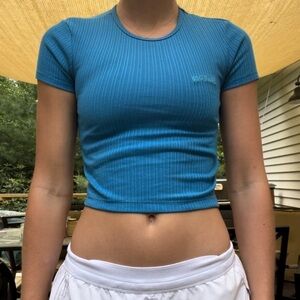 BDG Blue Crop ribbed top